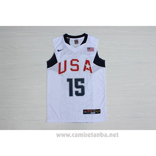 Camiseta USA 2008 Anthony #15 Blanco
